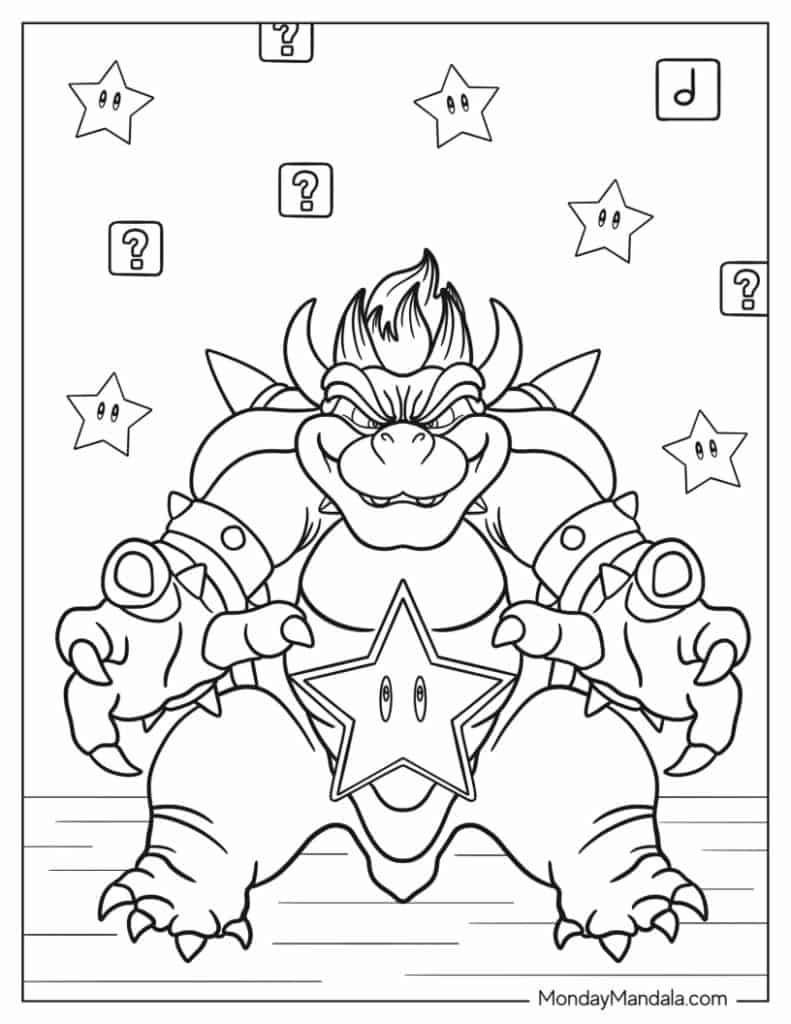 Bowser coloring pages free pdf printables