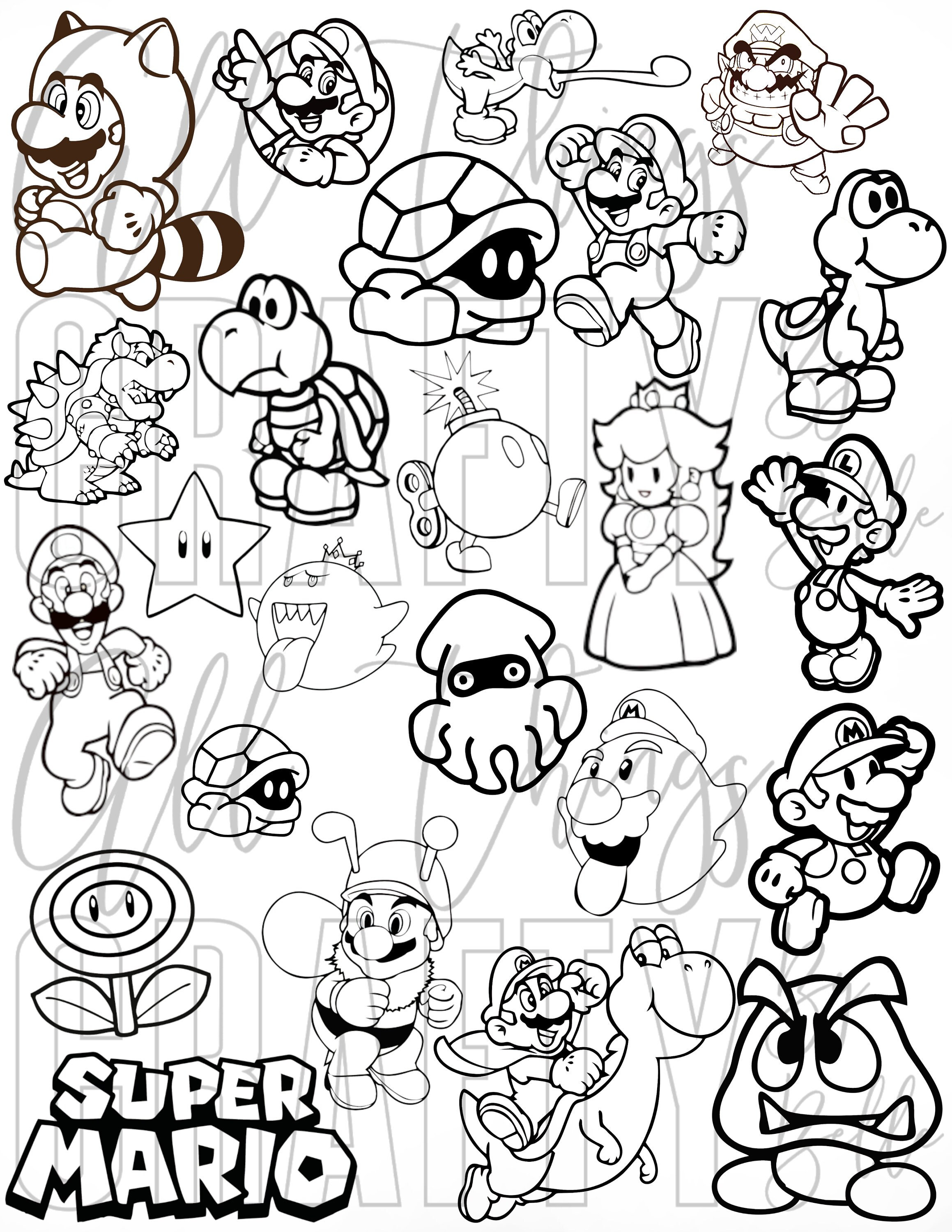 Super mario coloring sheets digital pdf coloring pages