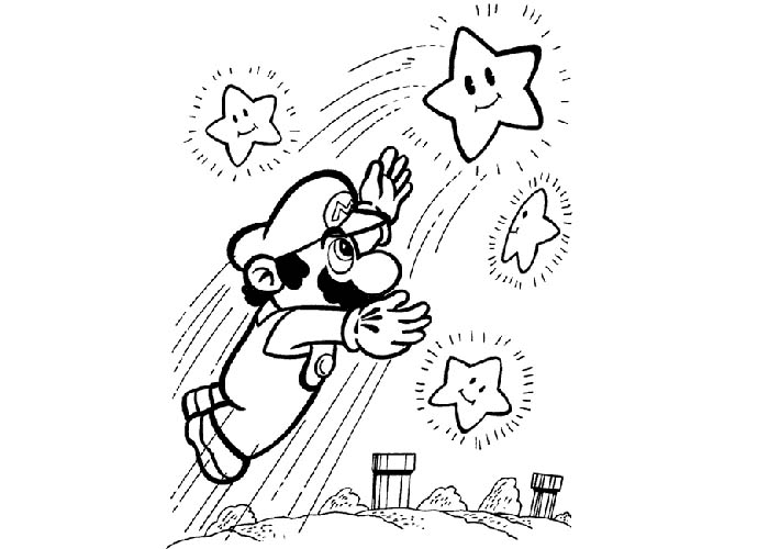 Mario stars coloring pages