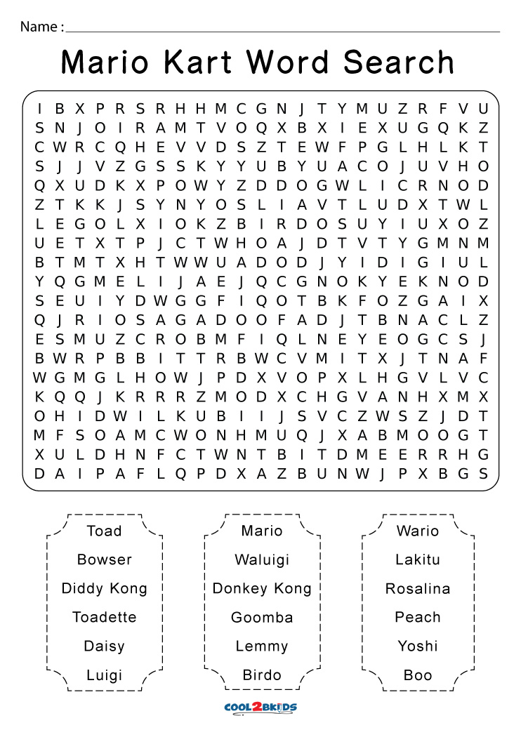 Printable mario word search