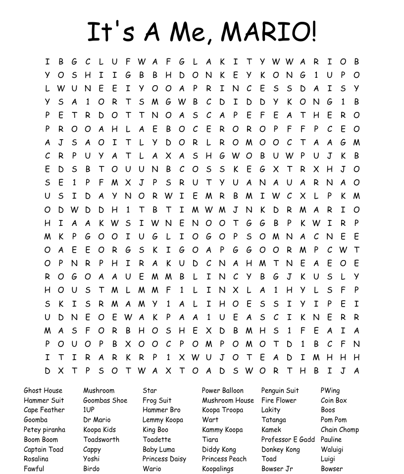 Super mario word search