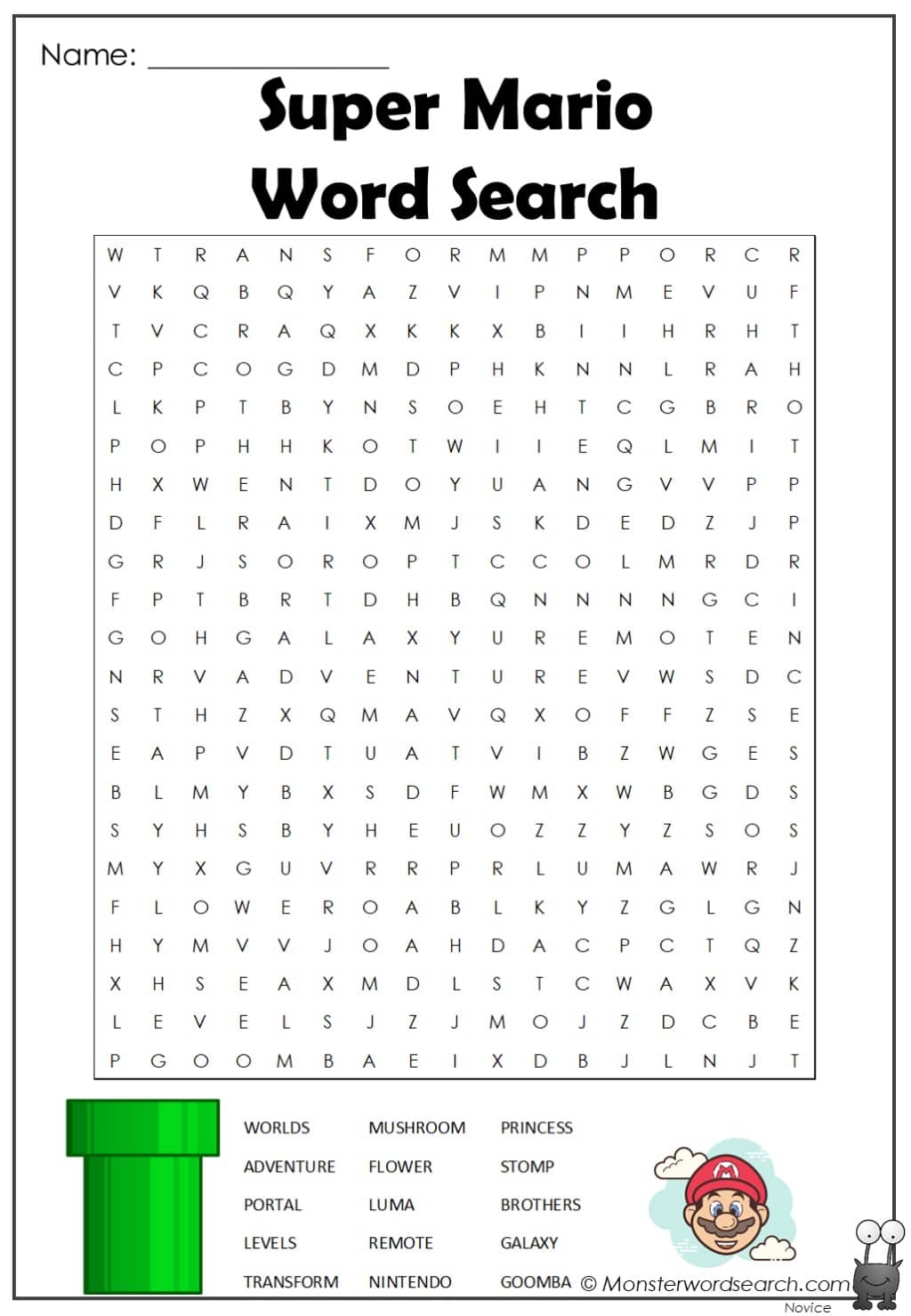 Super mario word search