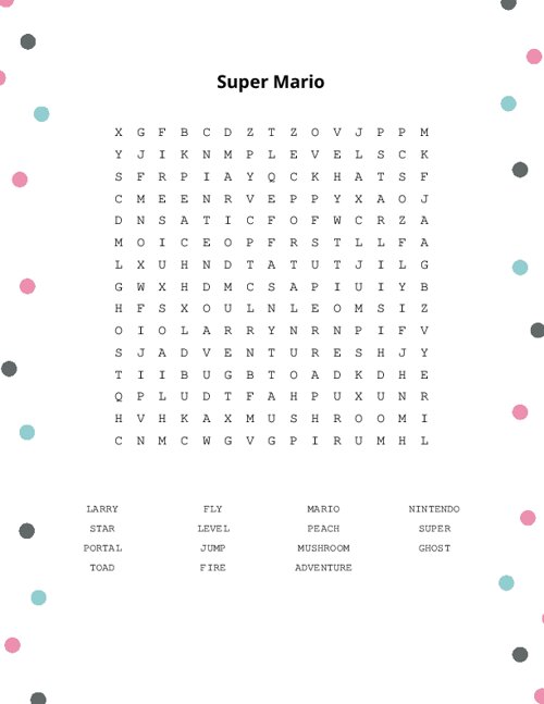 Super mario word search