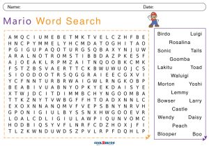 Printable mario word search