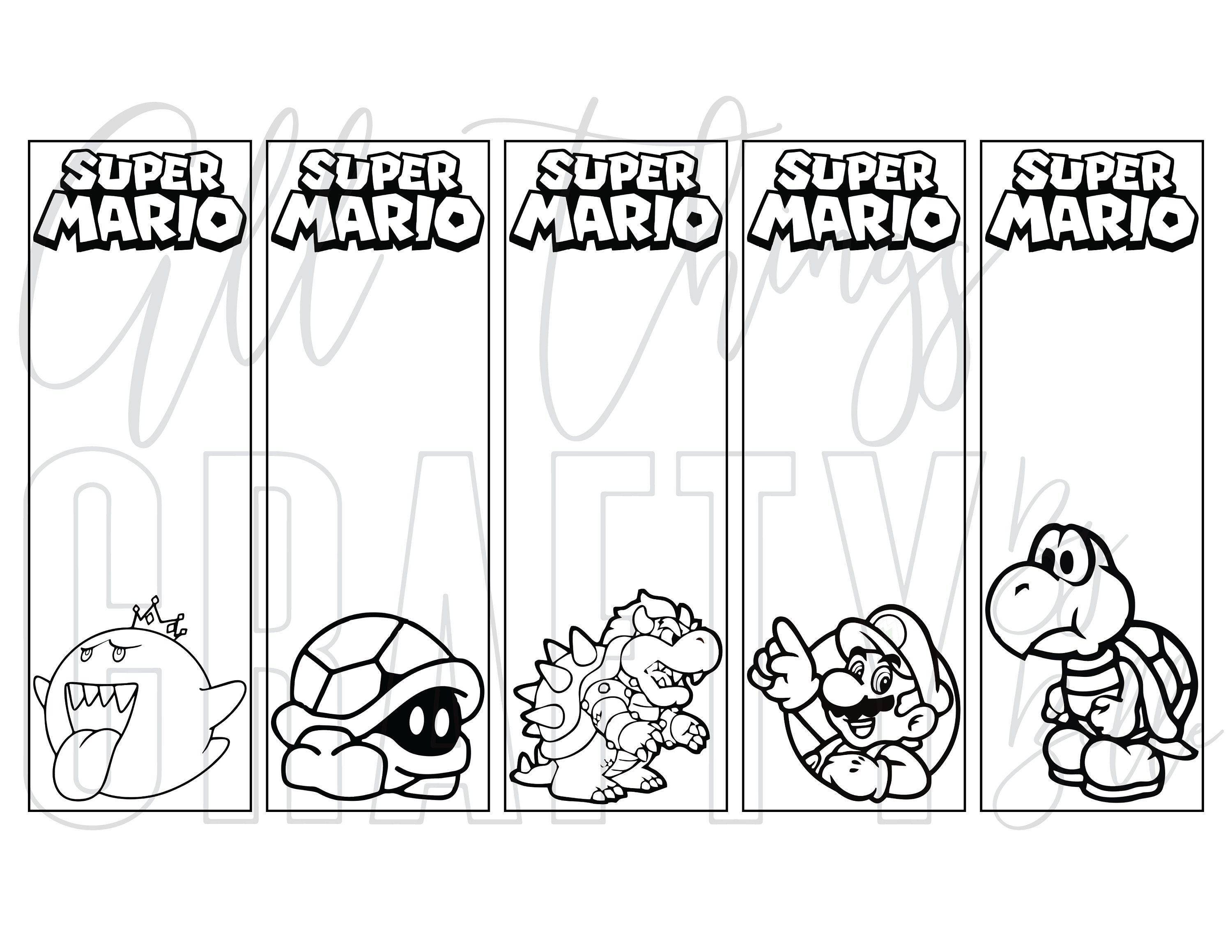 Super mario printable coloring bookmarks pdf files individual bookmarks