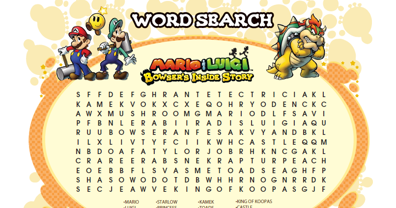 My super mario boy super mario printable word searches