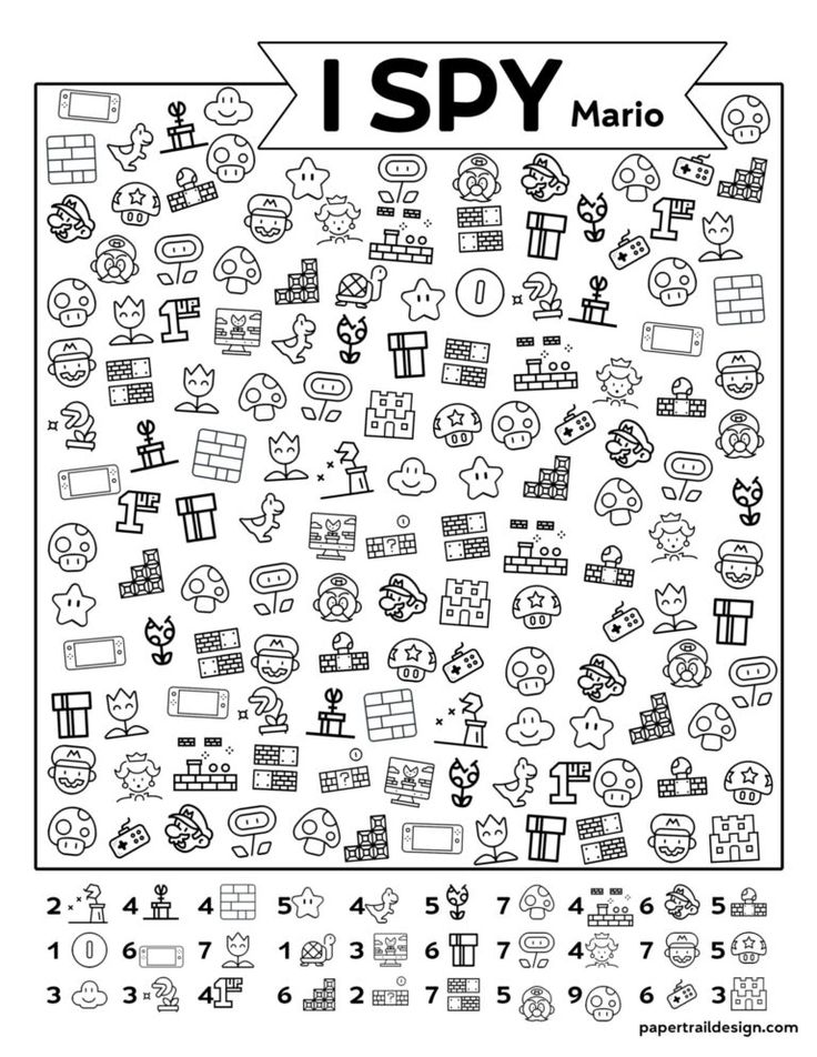 Free printable i spy super mario activity