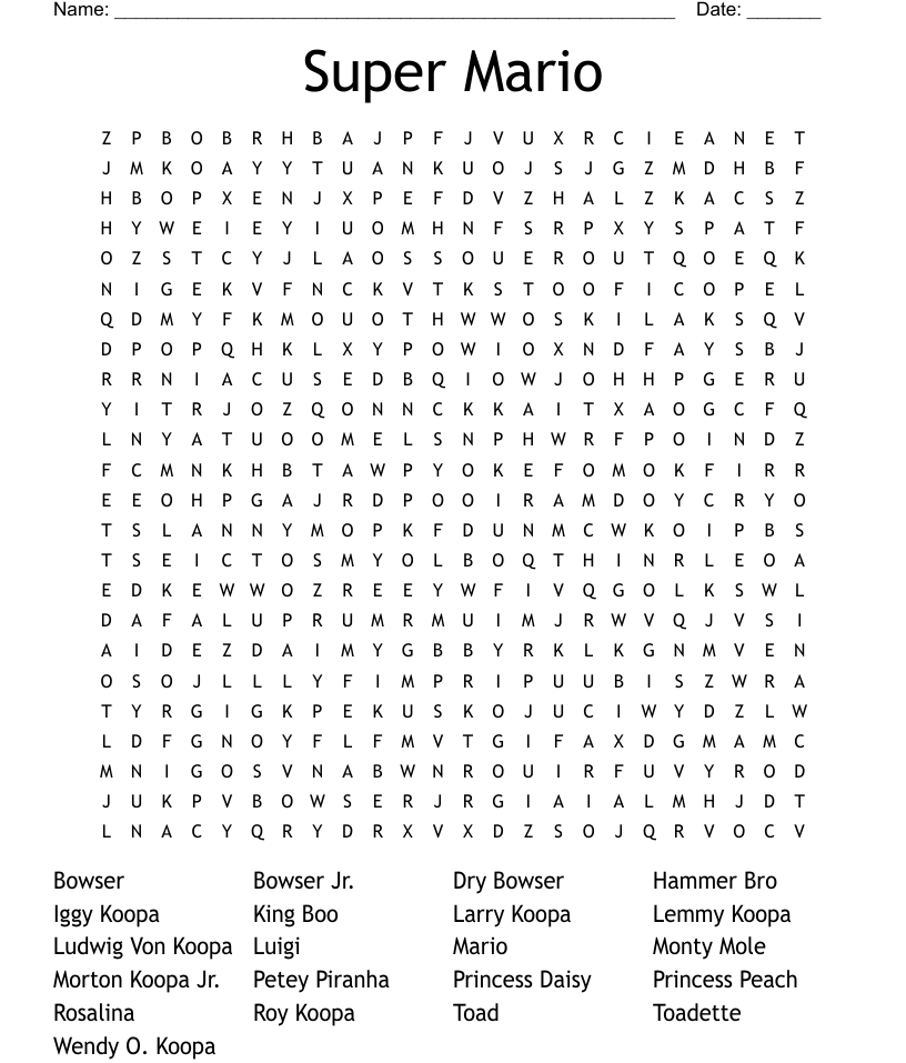 Super mario word search