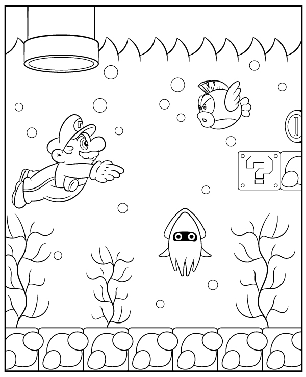 Super mario game coloring page