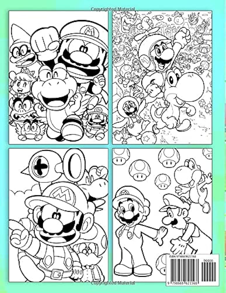 Yoshi coloring book funny super mario character coloring book for gamers adults kids young brian books