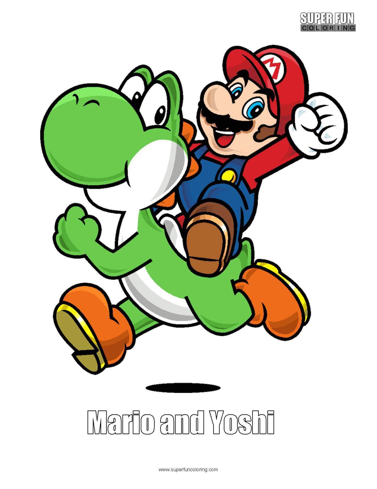 Mario and yoshi coloring page