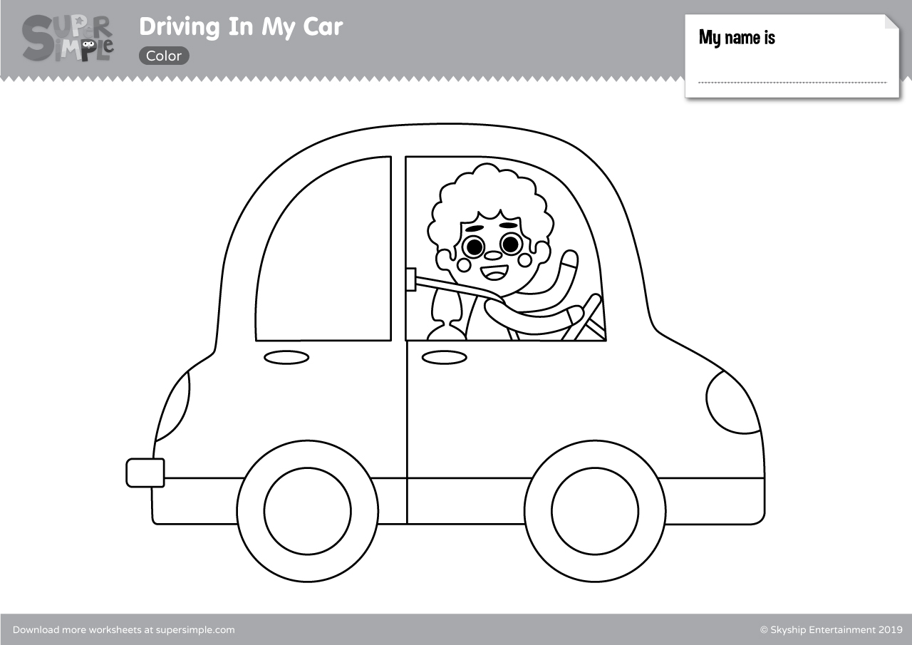 Driving in my car coloring pages