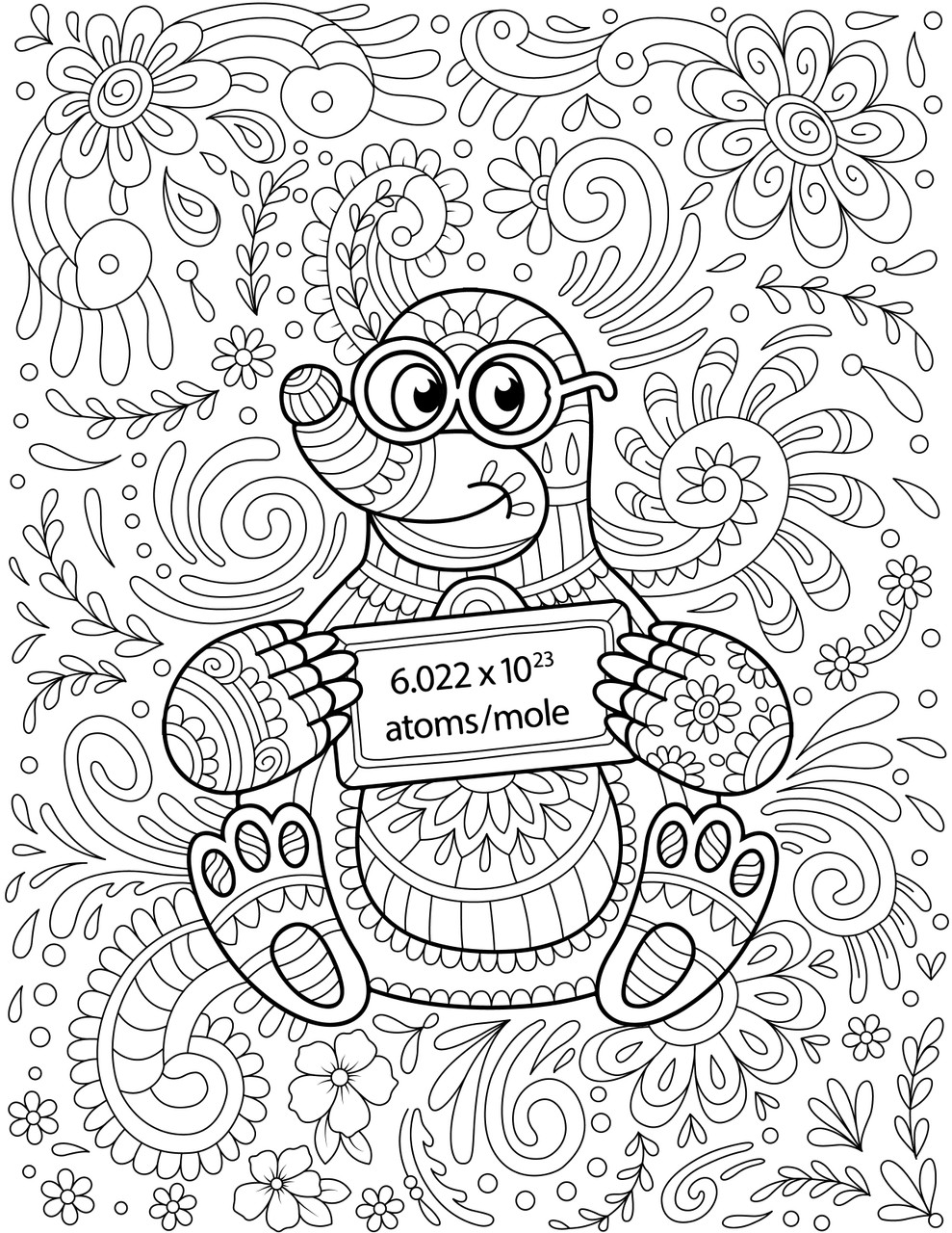 M is for mole coloring book page