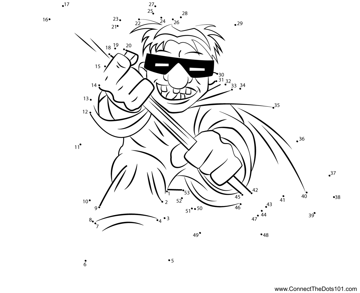 Mole man the super hero squad show dot to dot printable worksheet