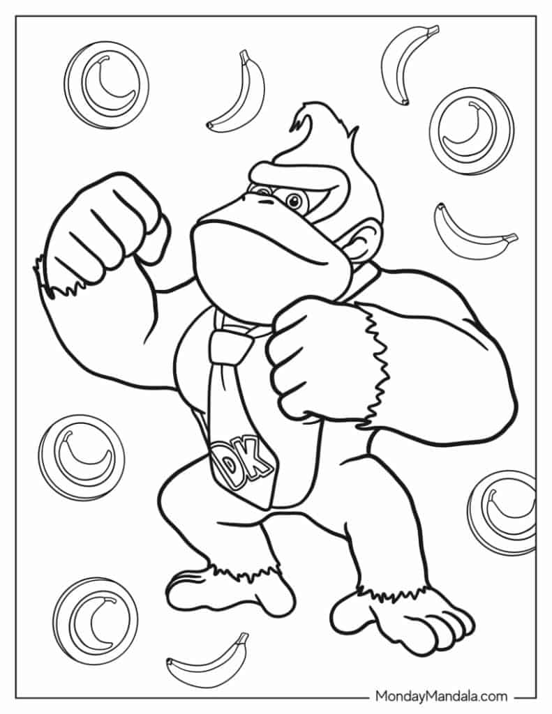 Donkey kong coloring pages free pdf printables