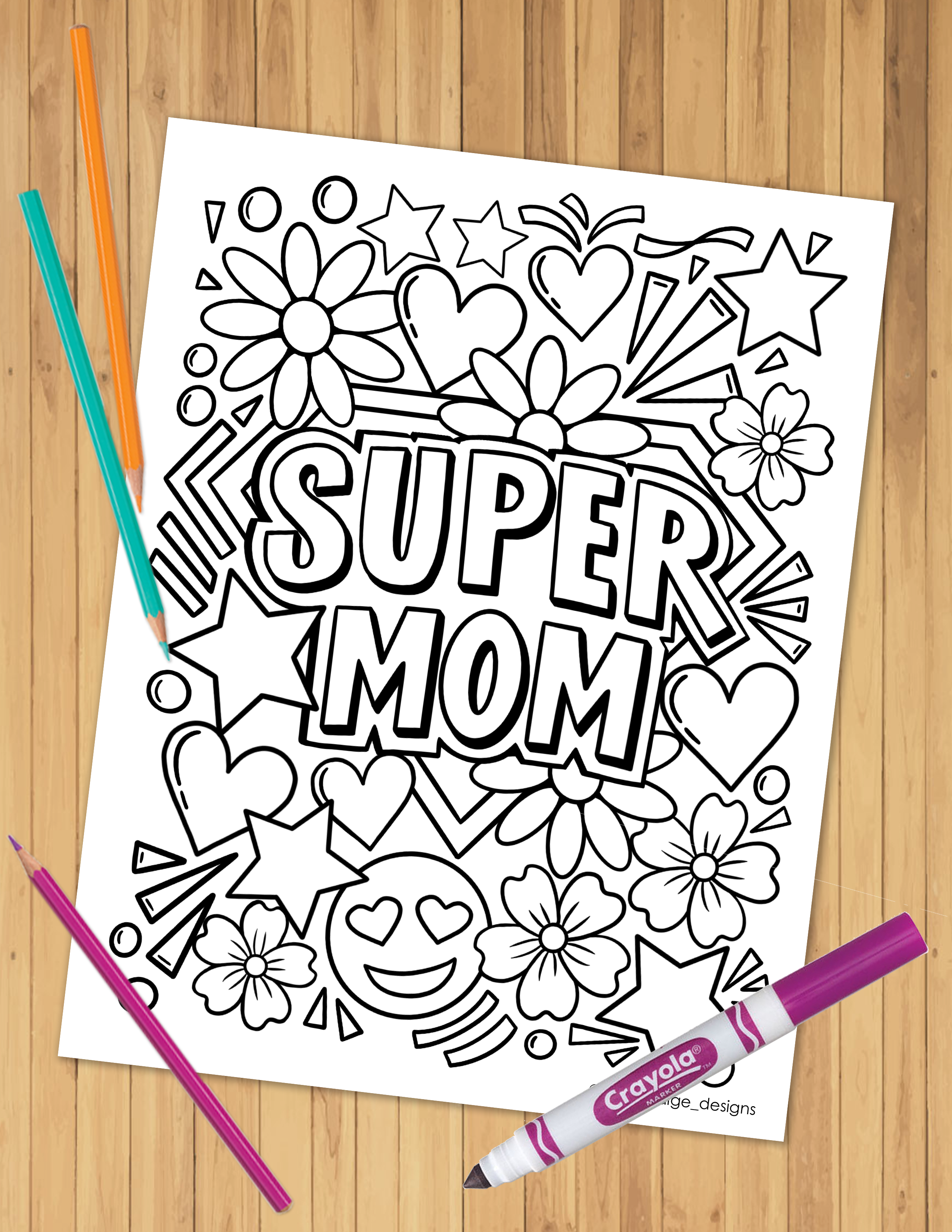 Super mom coloring sheet â