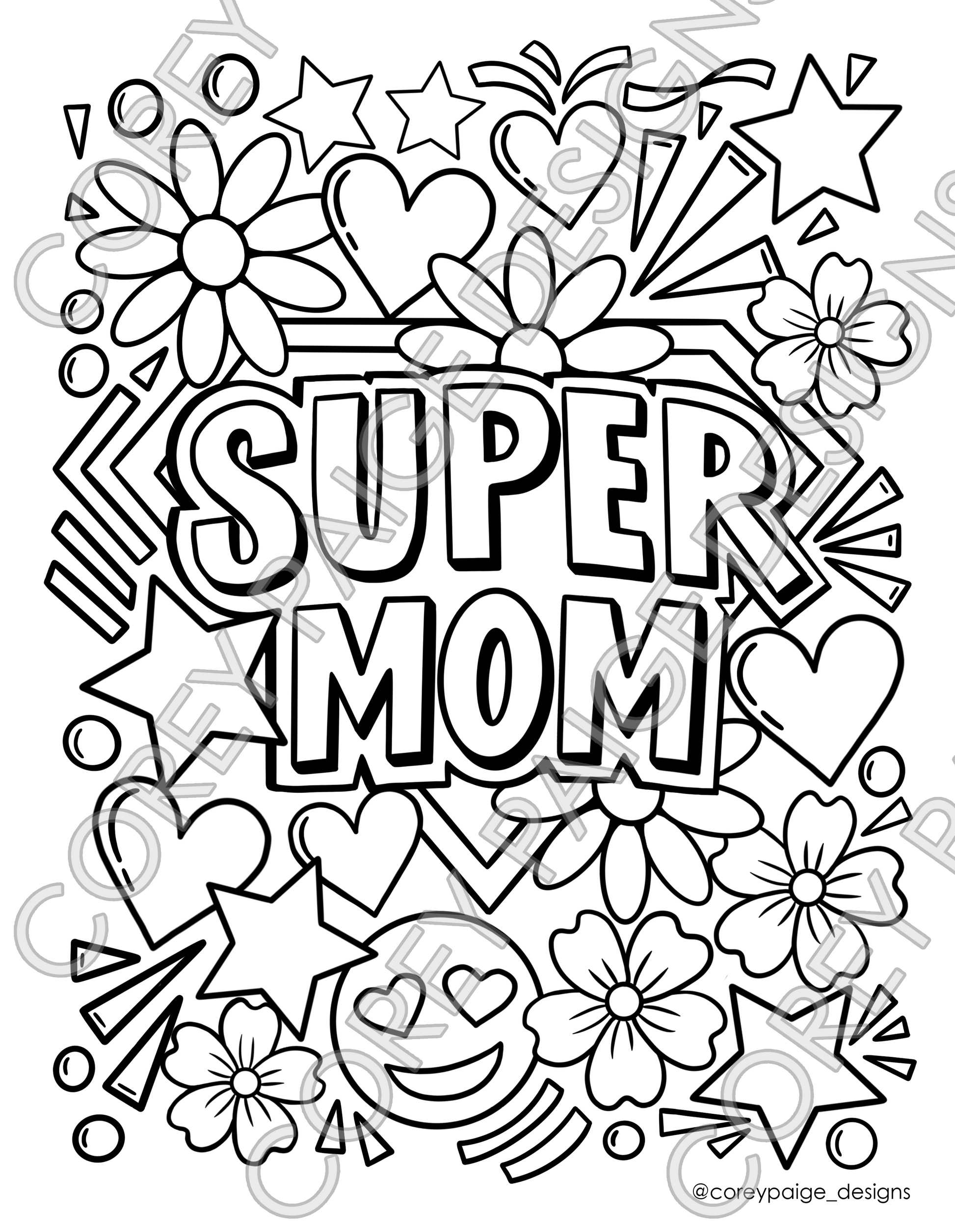 Super mom coloring sheet â