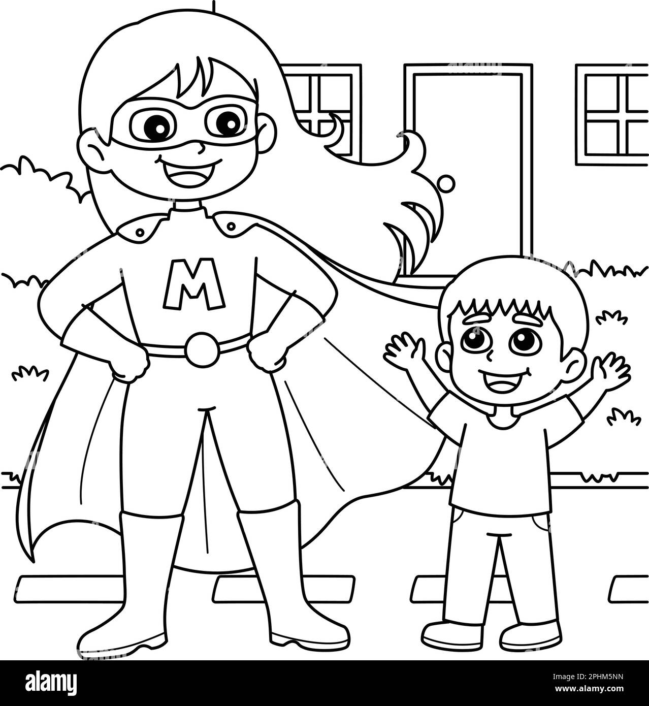 Mothers day supermom coloring page for kids stock vector image art