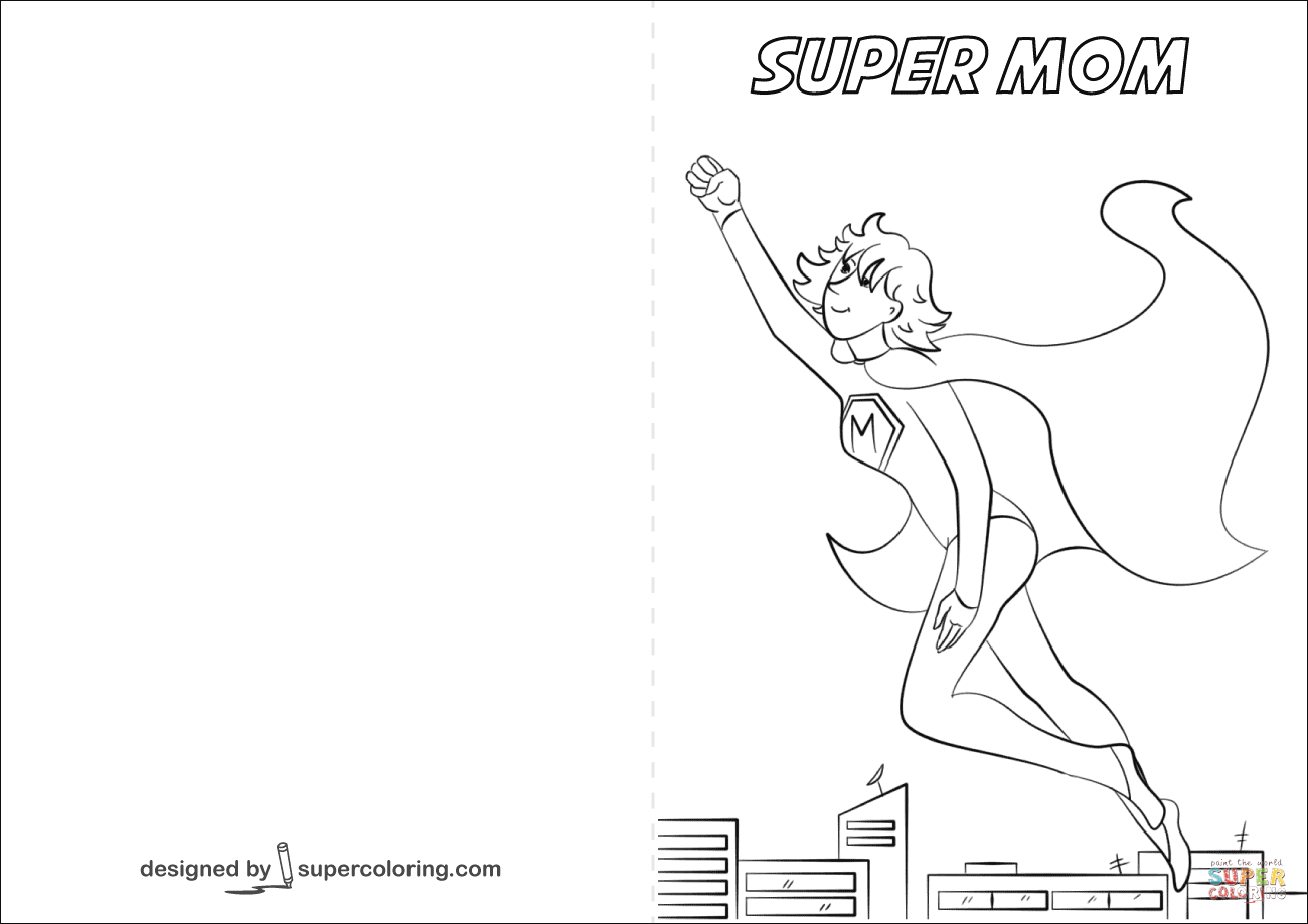 Super mom card coloring page free printable coloring pages