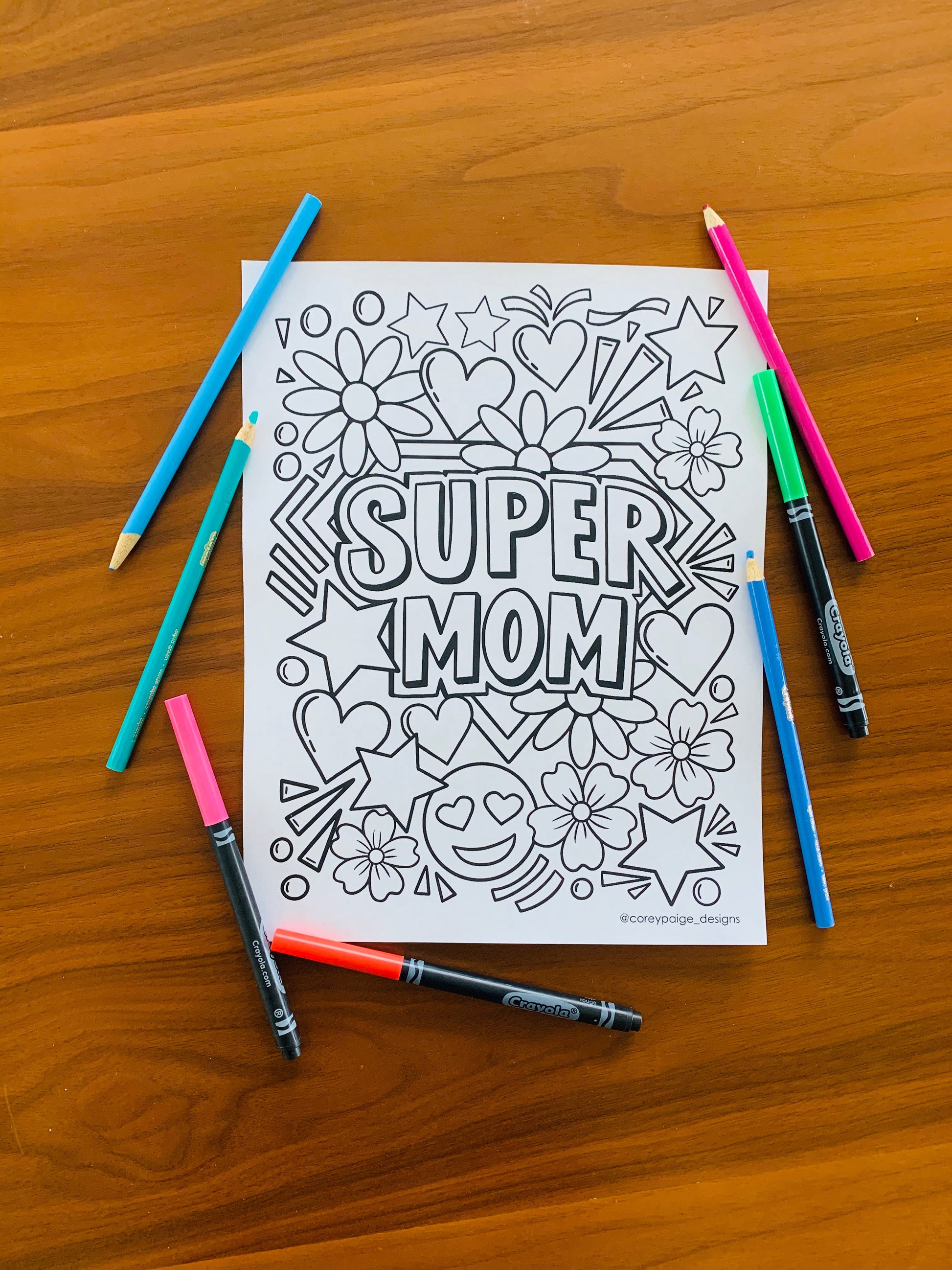 Super mom coloring sheet â