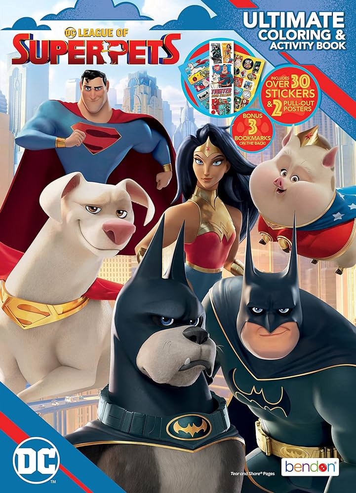 Dc comics leauge of super pets page ultimate coloring and activity book with stickers and a poster toys