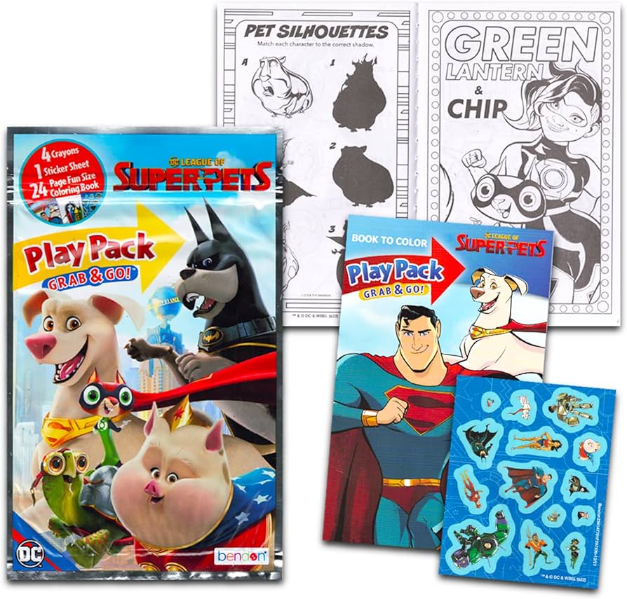 Dc super pets birthday party favors and supplies for kids bundle with league of super pets activity packs for boys girls with mini superhero coloring books loot bags and