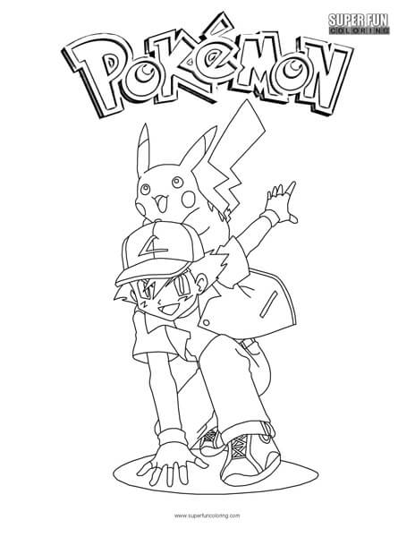 Ash and pikachu pokãmon coloring page