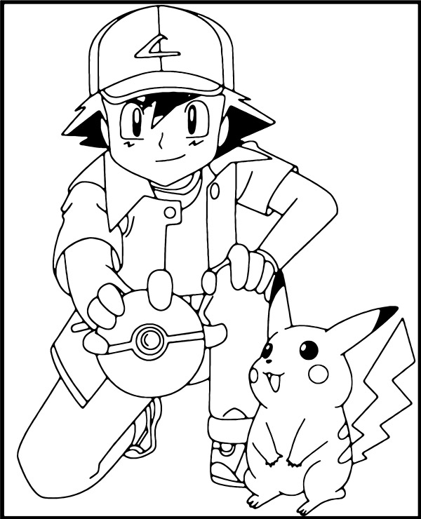 Free pokemon coloring page ash pikachu