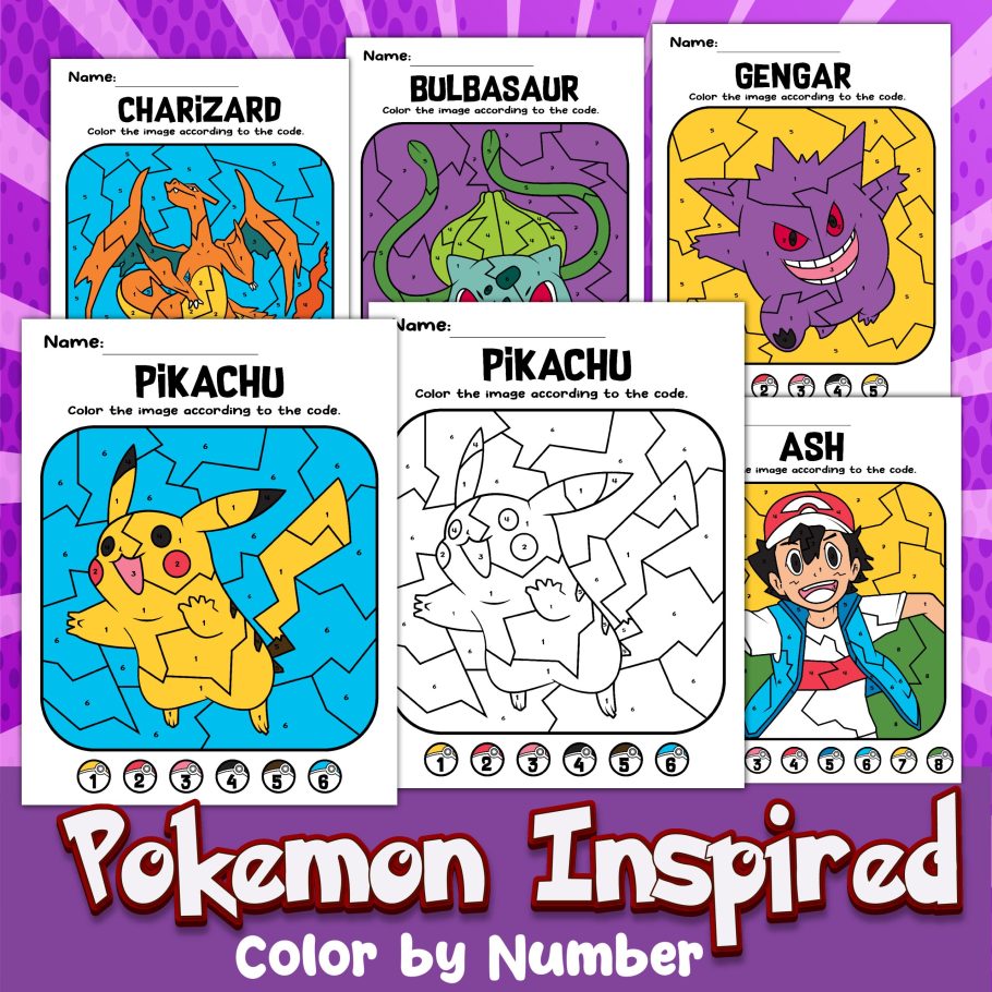 Pokemon lor by number loring pages for kids