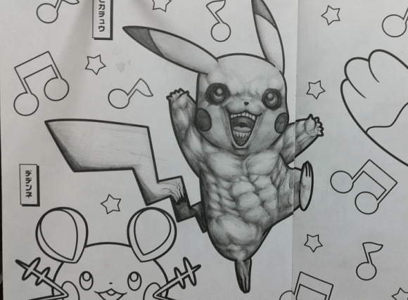 Pikachu gets pumped up freaks us out with his newly muscular bod