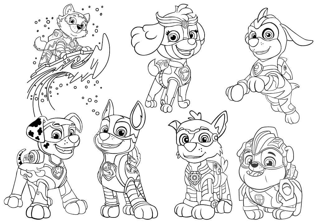 Paw patrol mighty pups coloring pages