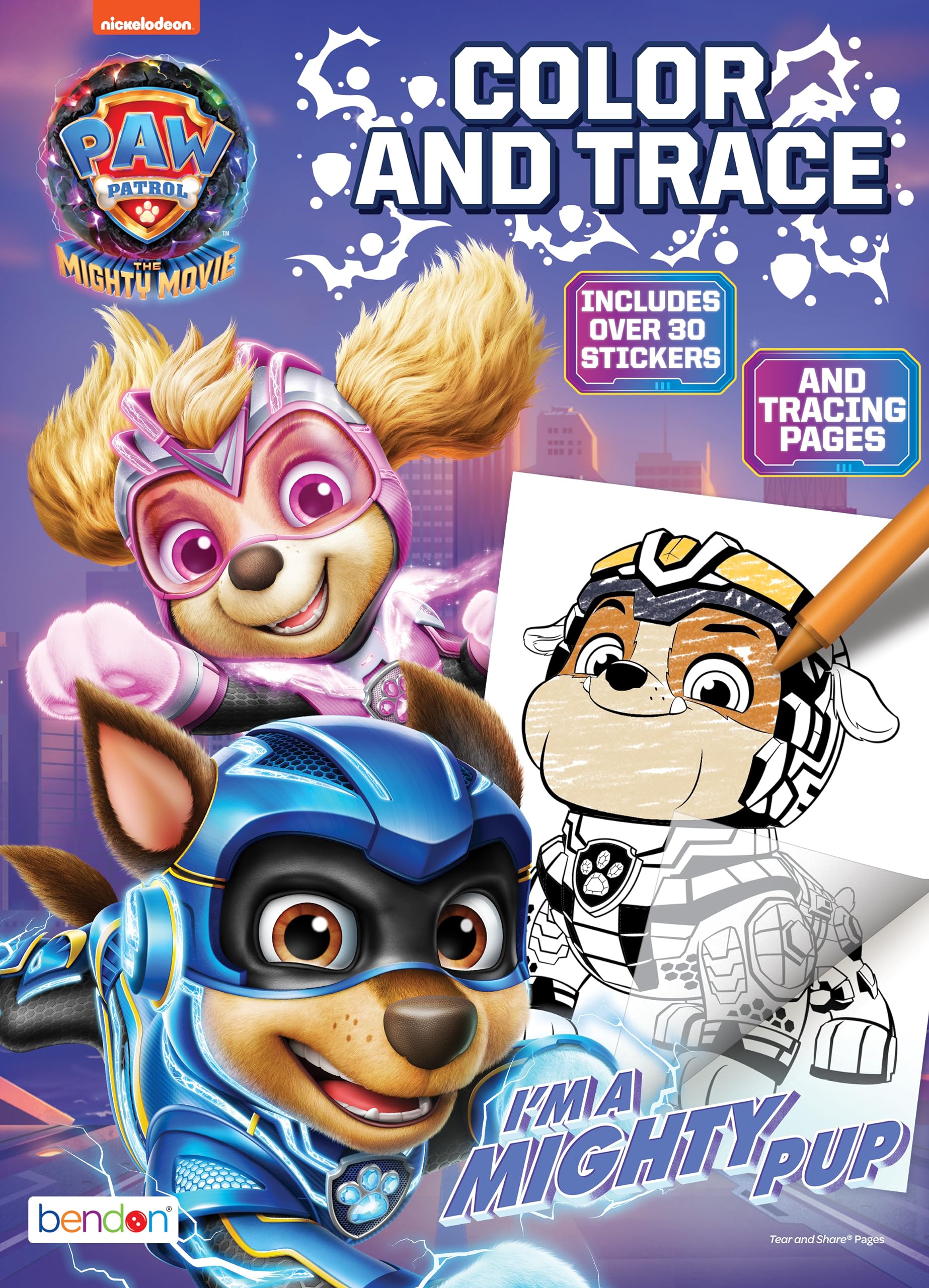 Paw patrol the mighty move page color and trace coloring activity book bendon toys games