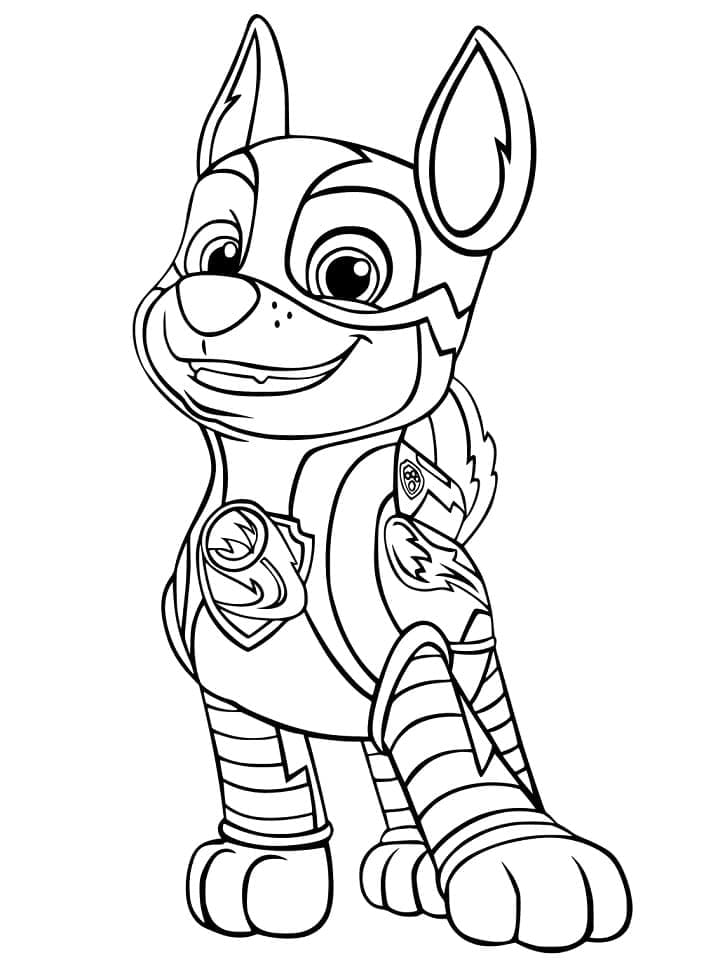 Paw patrol mighty pups chase coloring page