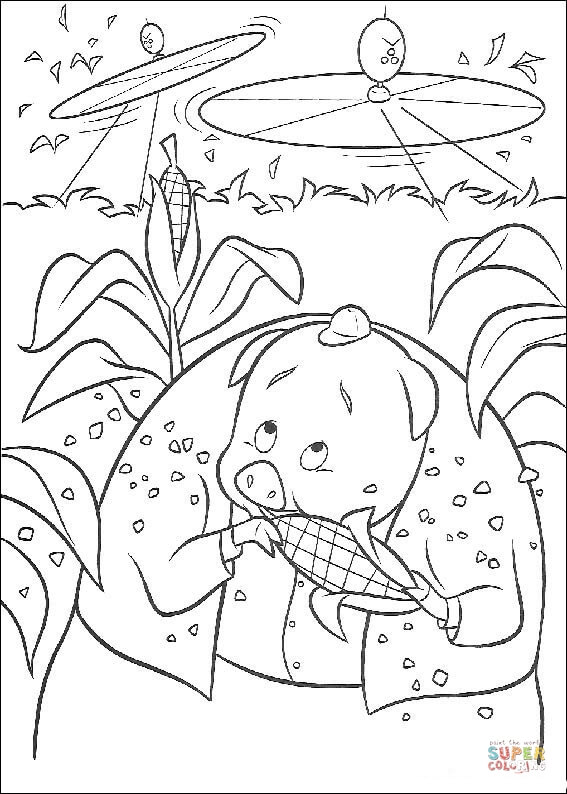 Runt is eating a corn coloring page free printable coloring pages