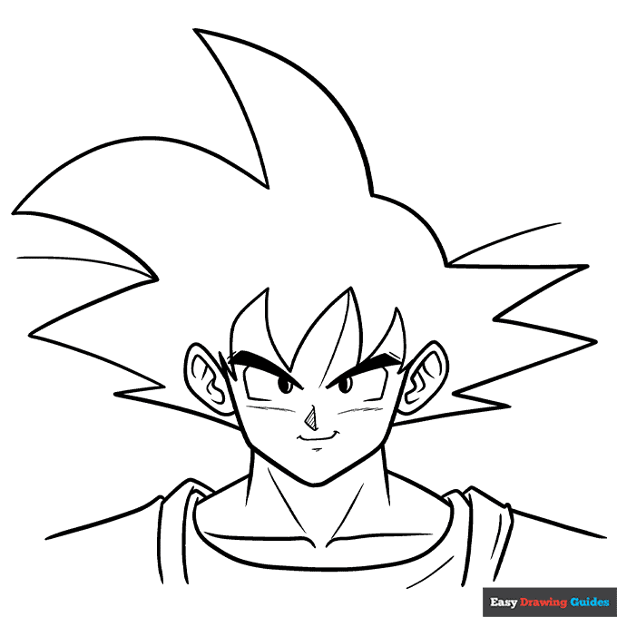 Goku coloring page easy drawing guides