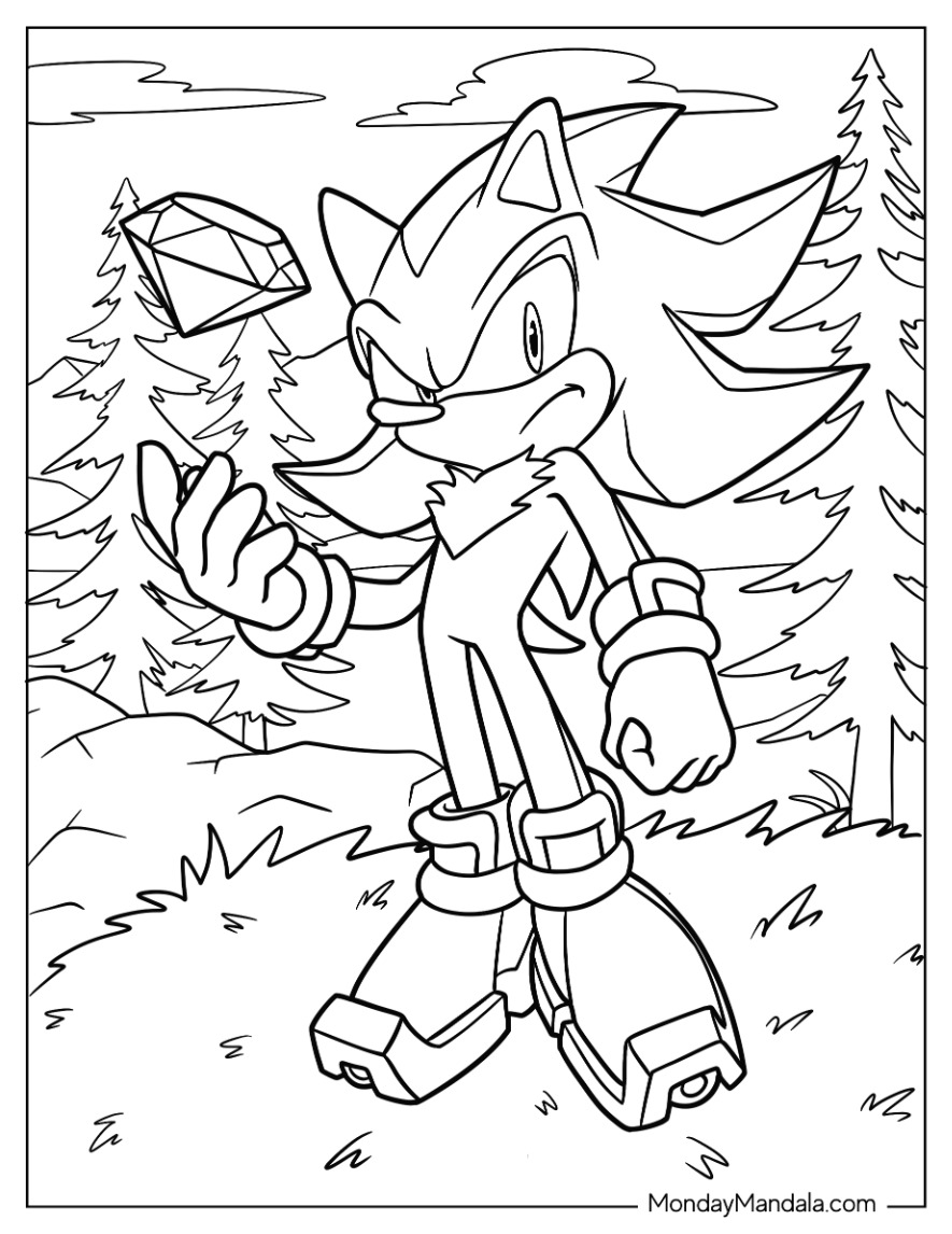 Shadow sonic coloring pages free pdf printables