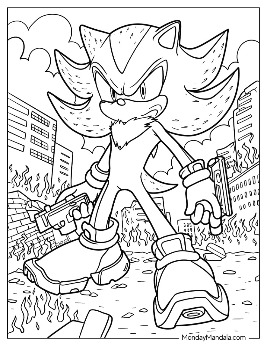 Shadow sonic coloring pages free pdf printables