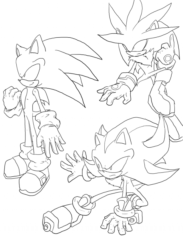 Super sonic shadow and silver coloring pages