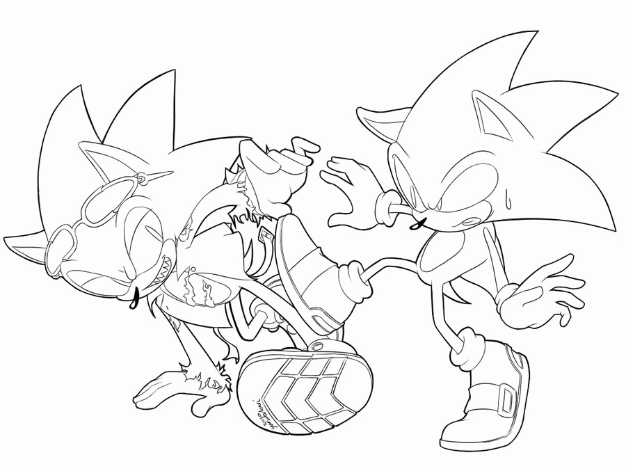 Super sonic shadow and silver coloring pages