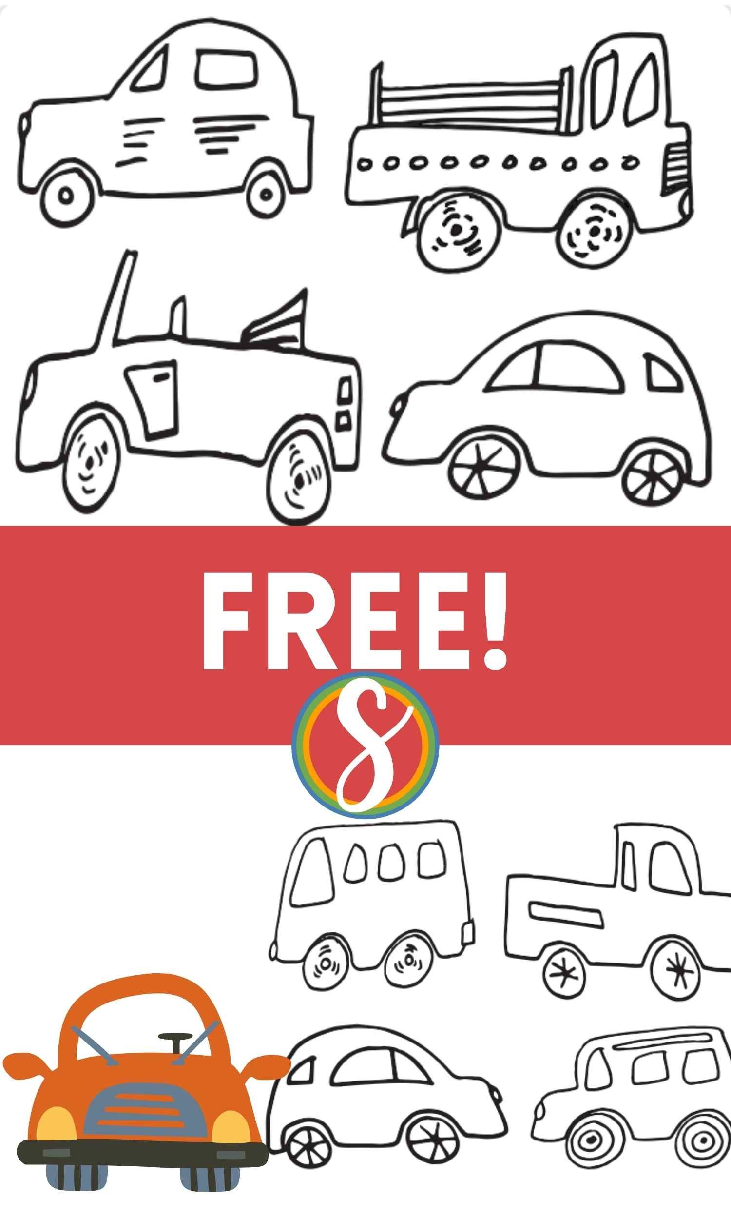 Free simple car coloring pages â stevie doodles