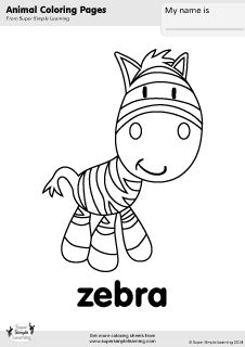 Free zebra coloring page from super simple learning zebra coloring pages coloring pages animal worksheets