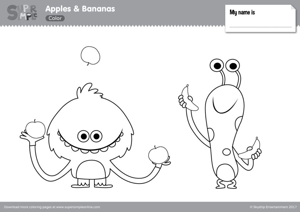 Apples bananas coloring pages