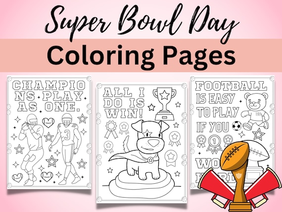 Super bowl coloring pages game day coloring sheets superbowl day coloring book for kids sport coloring activity