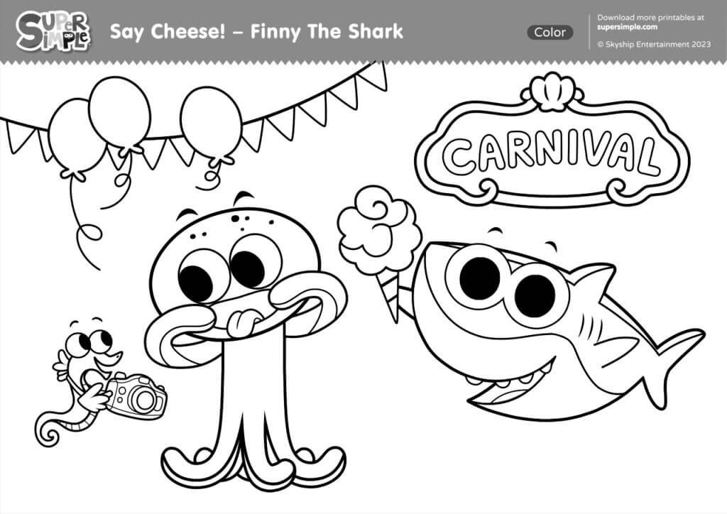 Say cheese coloring page