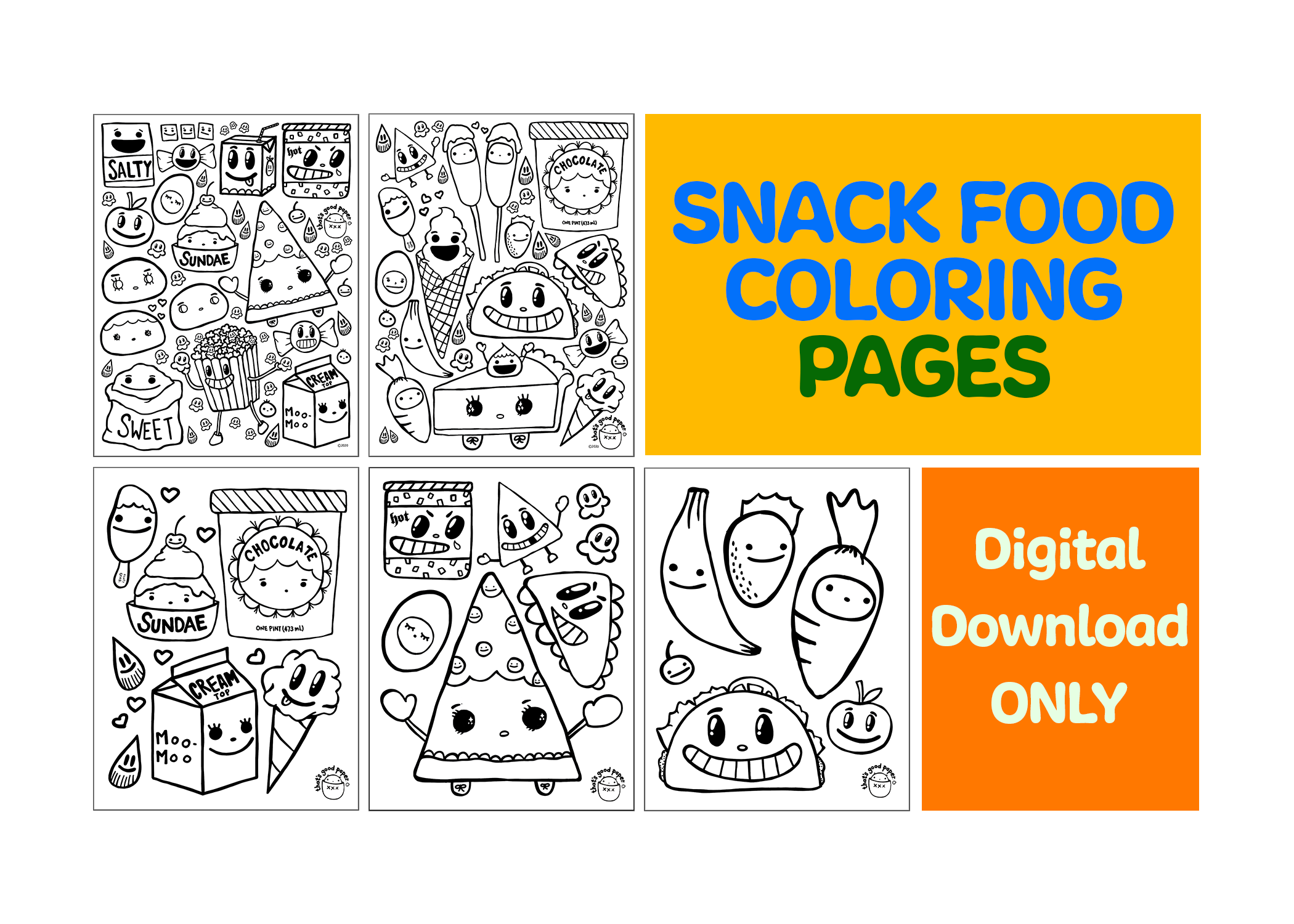 Super snack printable coloring sheets digital download jessica yamasaki