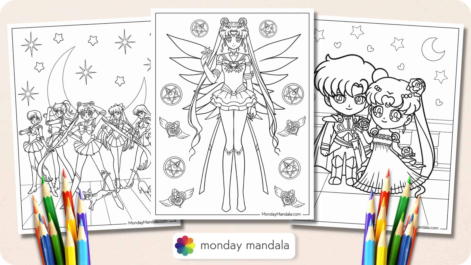 Sailor moon coloring pages free pdf printables