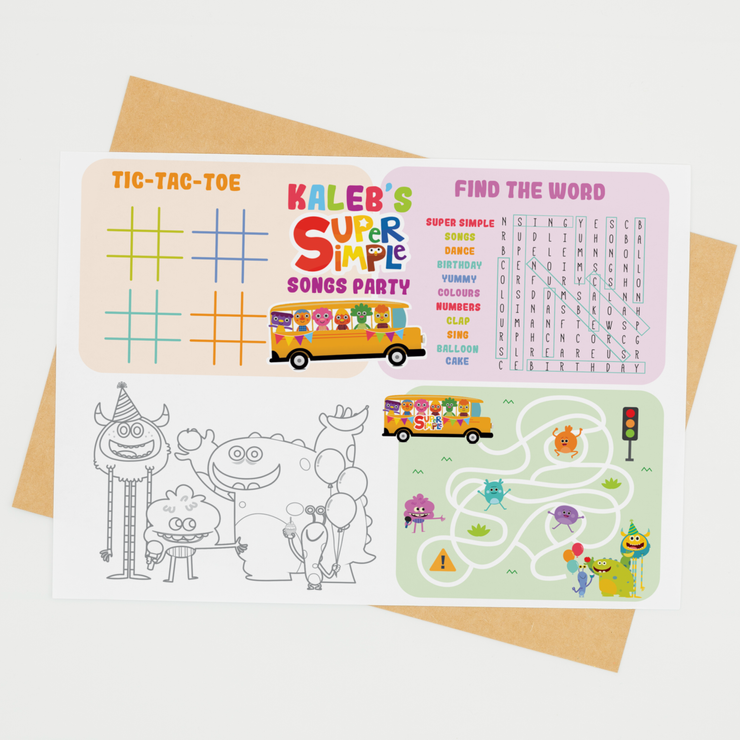 Super simple songs coloring place mat party game printable pigsy party â