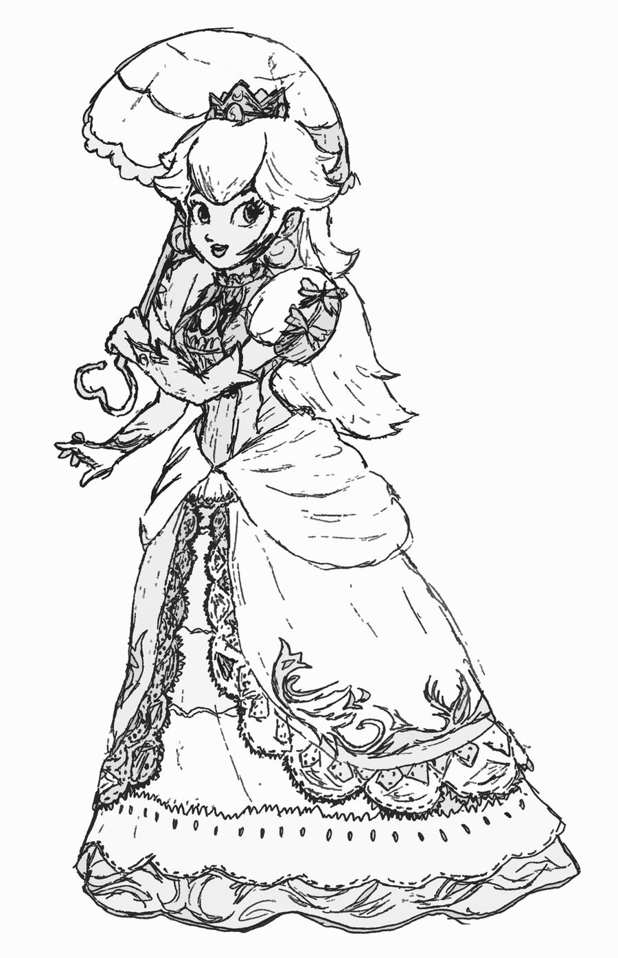 Princess peach drawing by fireball