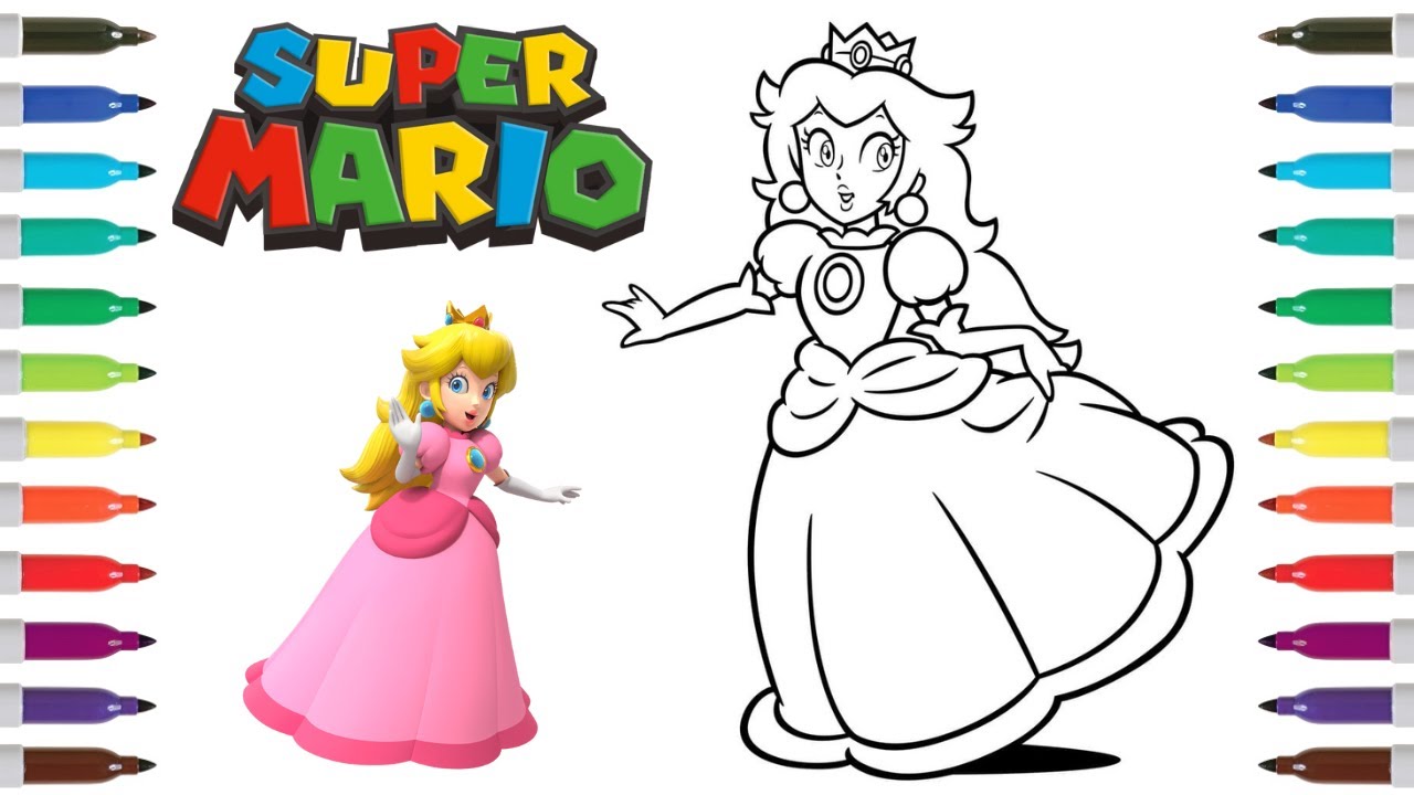 Super mario coloring page princess peach chenda