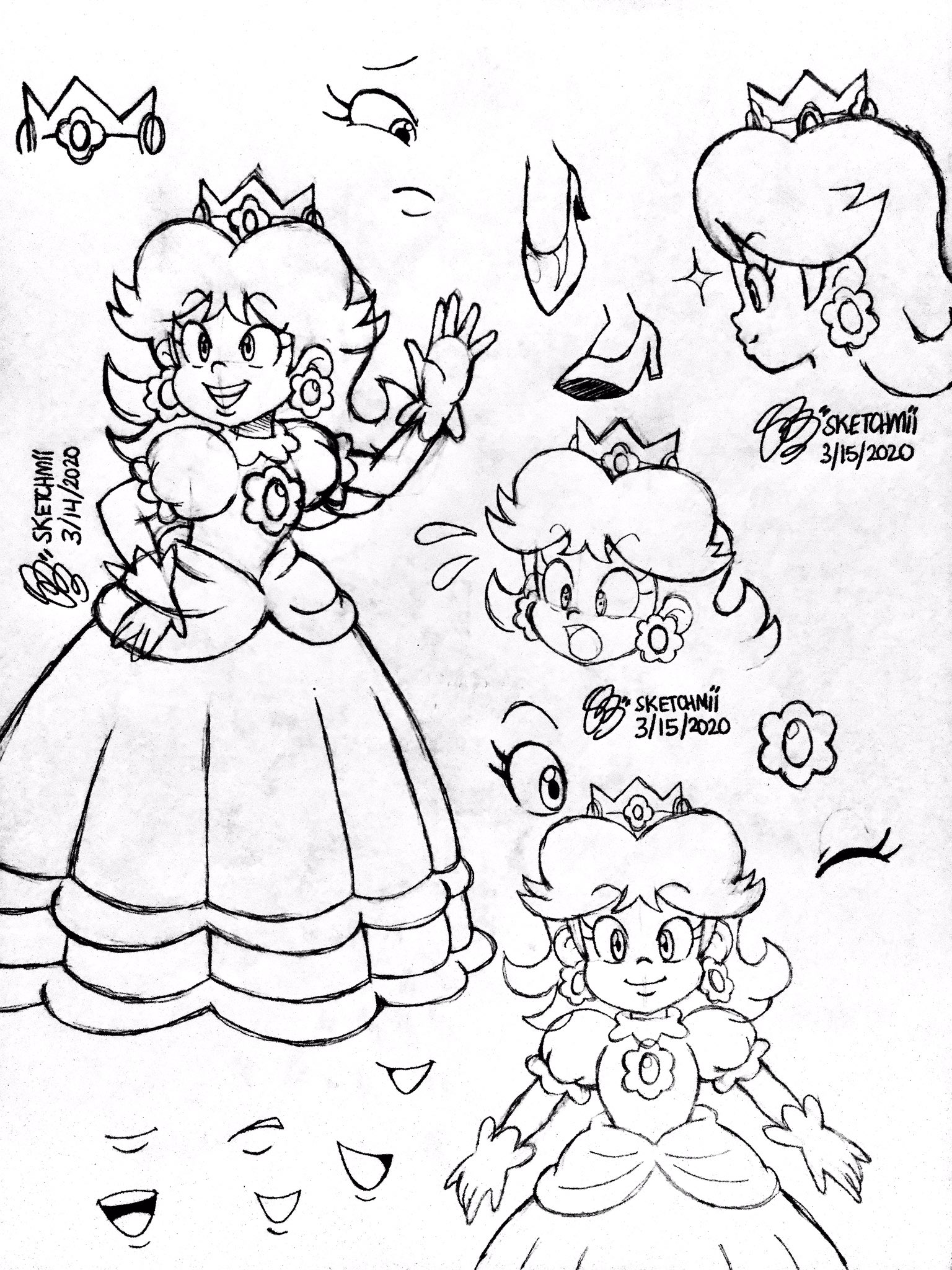 Âïâsketchmiiââï on x daisy is my favorite mario princess of all time and no one can tell me otherwise i wanted to make a personal reference sheet of rosalina as well since